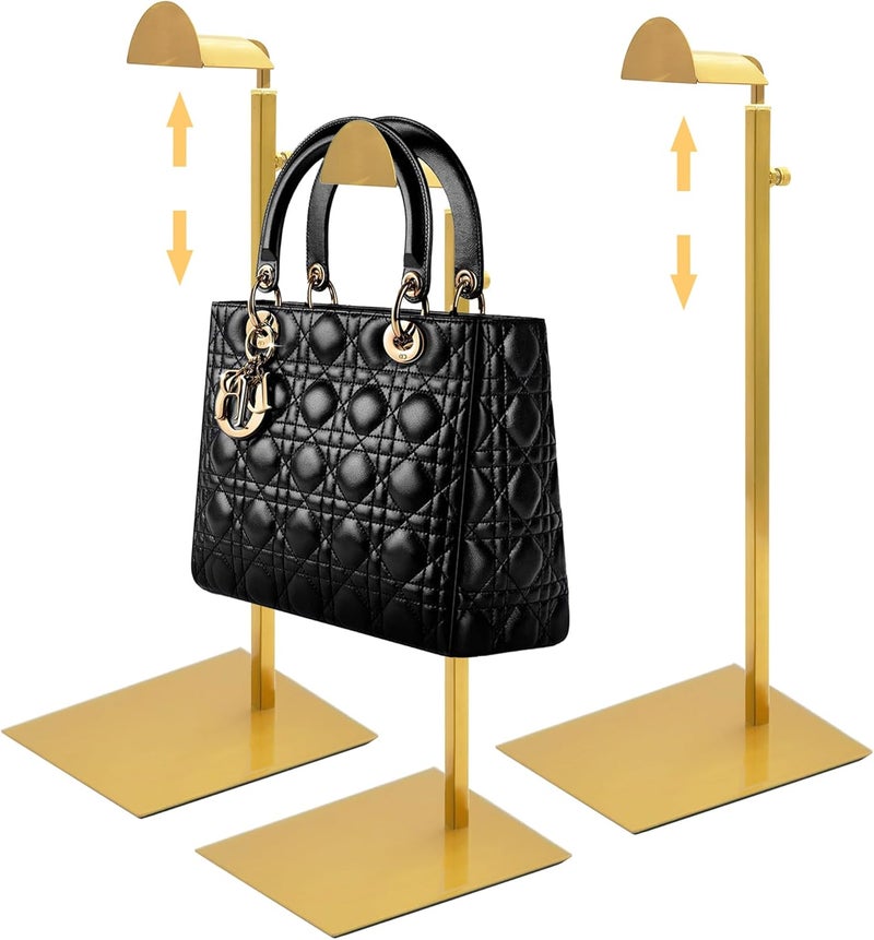 Royxen 3 Pack Purse Holder, Purse Display Stand with Adjustable Height, Bag Stands for Display, Stainless Steel Purse Rack for Bags Organizer (Gold) - Image 1